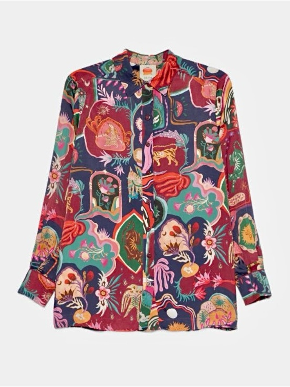 FARM Rio Multicolor Artsy Surreal Land Lenzing Ecovero Viscose Shirt - Small NWT